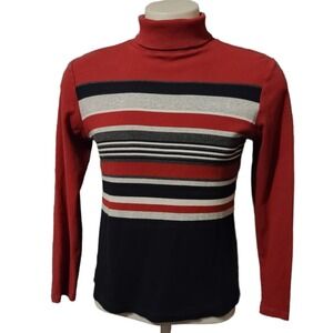 L.A. Blues Sweater Turtle Neck Woman's Adult X-Large  Red + Stripes Long Sleeves